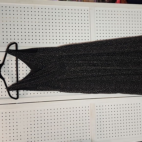 Talbots Pure Silk Size 10 Black w/ Cream Dots Midi Dress Sleeveless Pleated - Picture 1 of 8